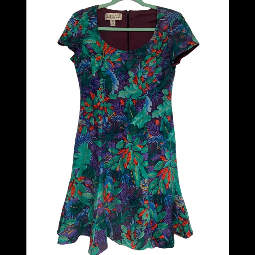 A.J. Bari 100% silk vintage dress; size 6